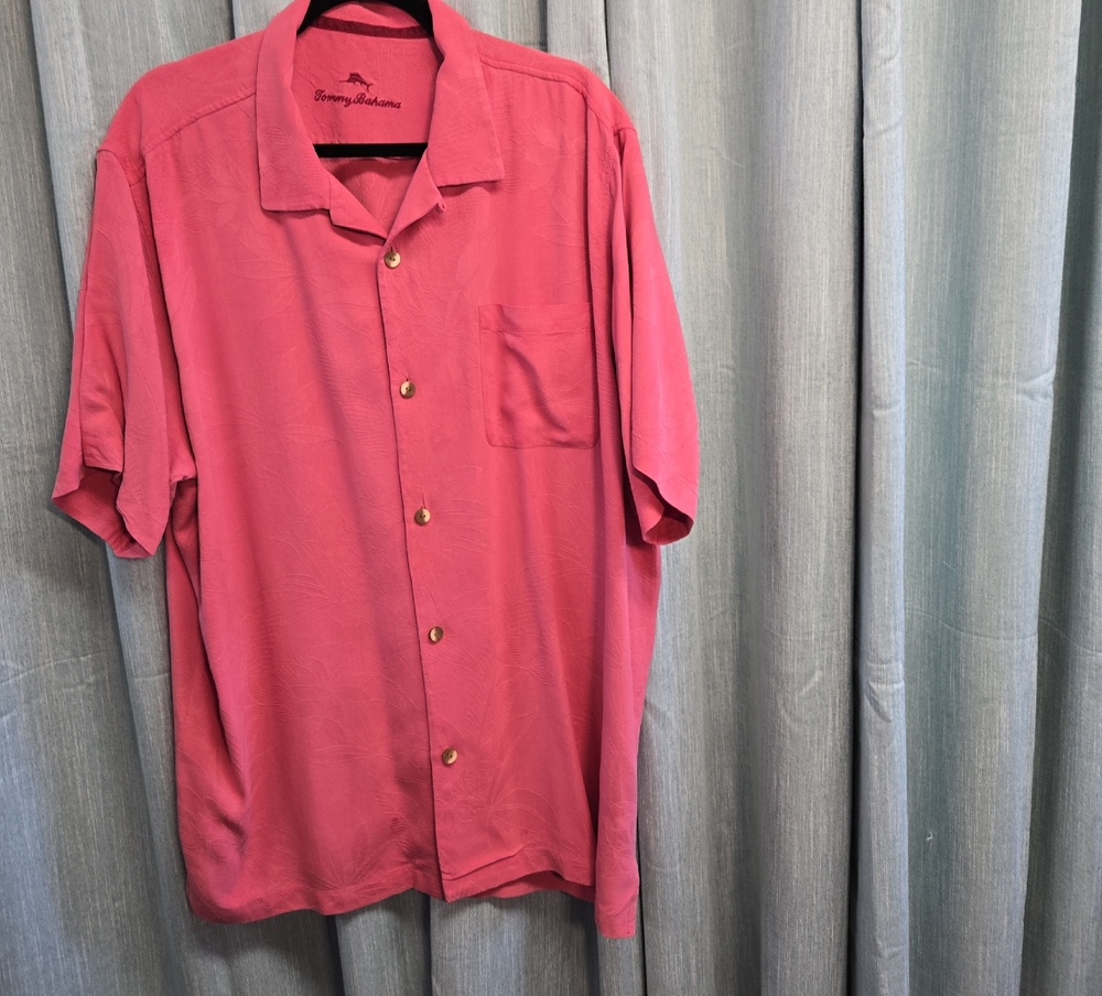 Tommy Bahama Men's Casual Button-Down in Vibrant Pink
